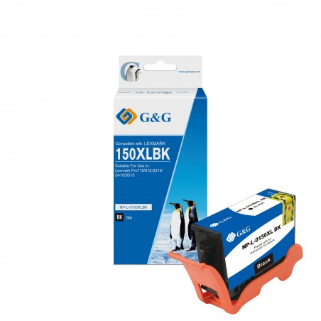 G&G Lexmark 150XL/155XL Negro Cartucho de Tinta Pigmentada Generico